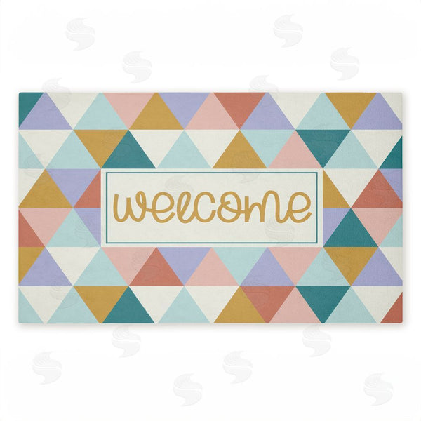 stupell industries Angela Nickeas | Welcome Pastel Geometric Non-Woven Door Mat
