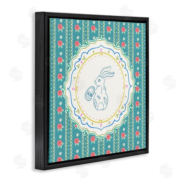 Stupell Industries Angela Steahling | Flower Stripes Pattern Bunny Wall Art