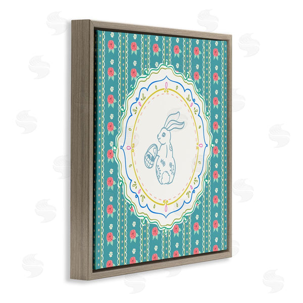 Stupell Industries Angela Steahling | Flower Stripes Pattern Bunny Wall Art