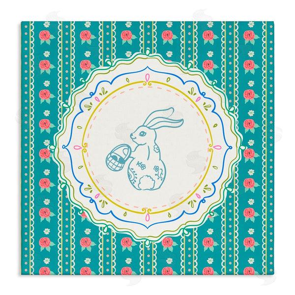 Stupell Industries Angela Steahling | Flower Stripes Pattern Bunny Wall Art