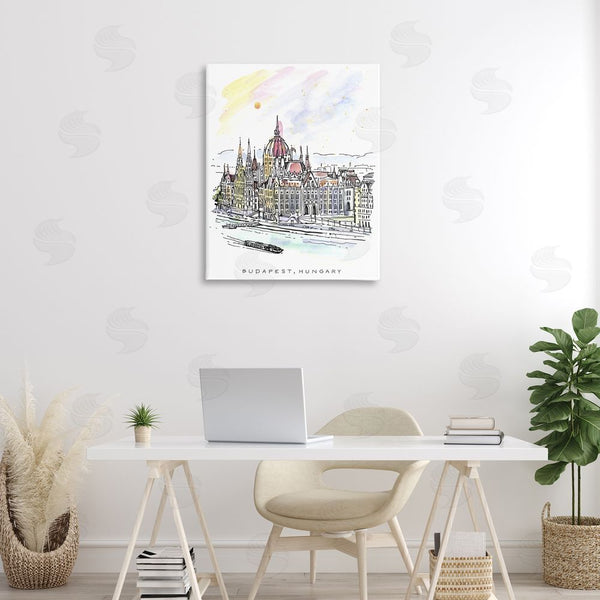 Stupell Industries Angela Steahling | Minimal Budapest Skyline Wall Art