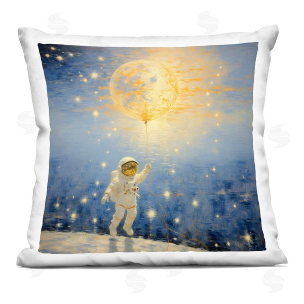 stupell industries Angie Hawke | Astronaut with Dreamy Cosmic Balloon Printed Throw Pillow