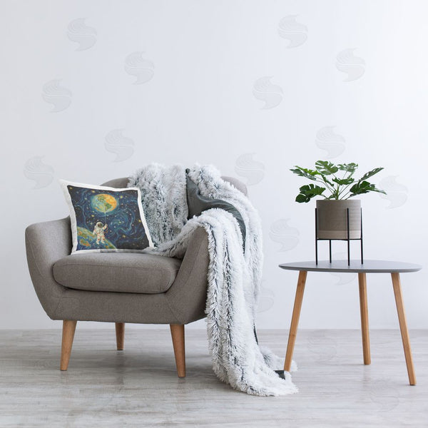 Stupell Industries Angie Hawke | Astronaut With Earth Balloon Printed Throw Pillow