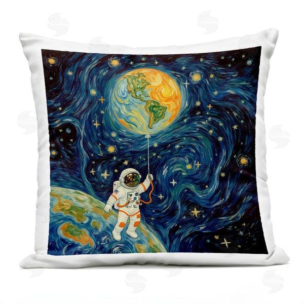 Stupell Industries Angie Hawke | Astronaut With Earth Balloon Printed Throw Pillow