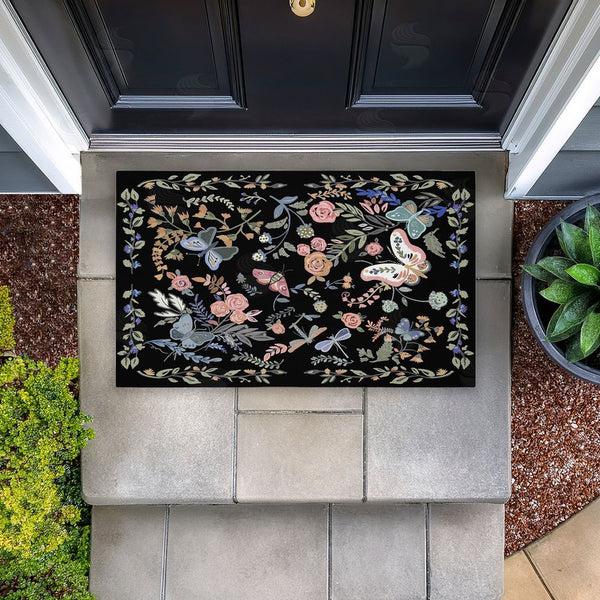 Stupell Industries Ani Del Sol | Dark Flowers & Garden Friends Non-Woven Door Mat