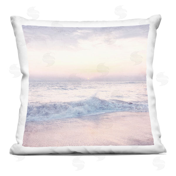 stupell industries Ann Bailey | Crashing Beach Waves Pastel Ocean Shore Printed Throw Pillow
