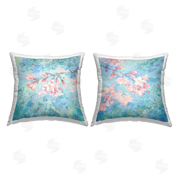 stupell industries Ann Marie Coolick | Cherry Blossom Sprigs Printed Throw Pillow Set