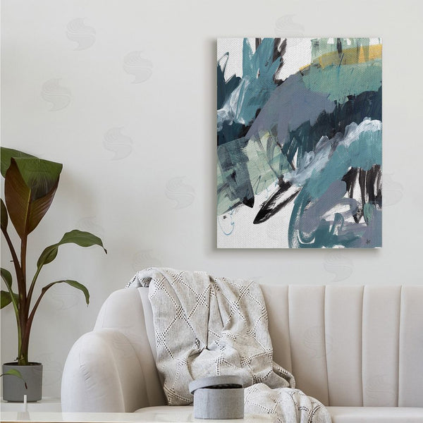 Stupell Industries Ann Thompson Nemcosky | Chaotic Paintbrush Strokes Abstract Green Blue Wall Art