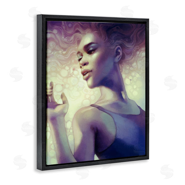 Stupell Industries Anna Dittman | Elegant Woman Curly Hair Flowing Purple Portrait Wall Art