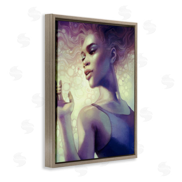 Stupell Industries Anna Dittman | Elegant Woman Curly Hair Flowing Purple Portrait Wall Art