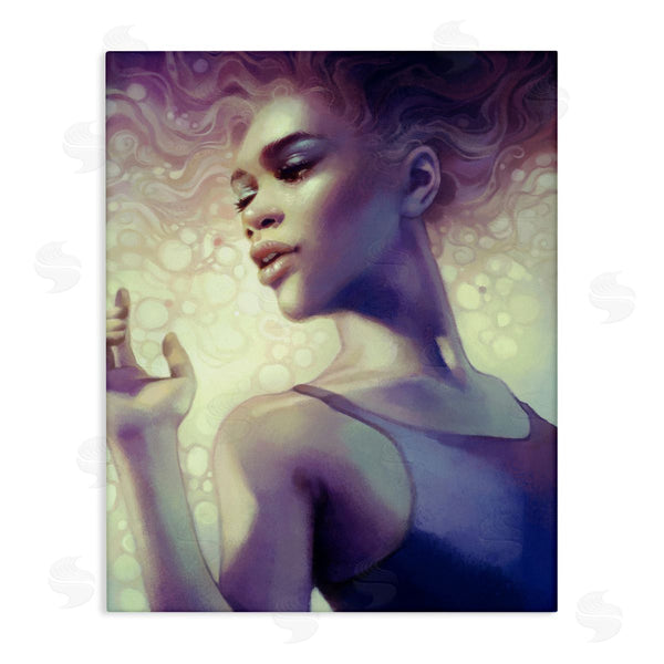stupell industries Anna Dittman | Elegant Woman Curly Hair Flowing Purple Portrait Wall Art