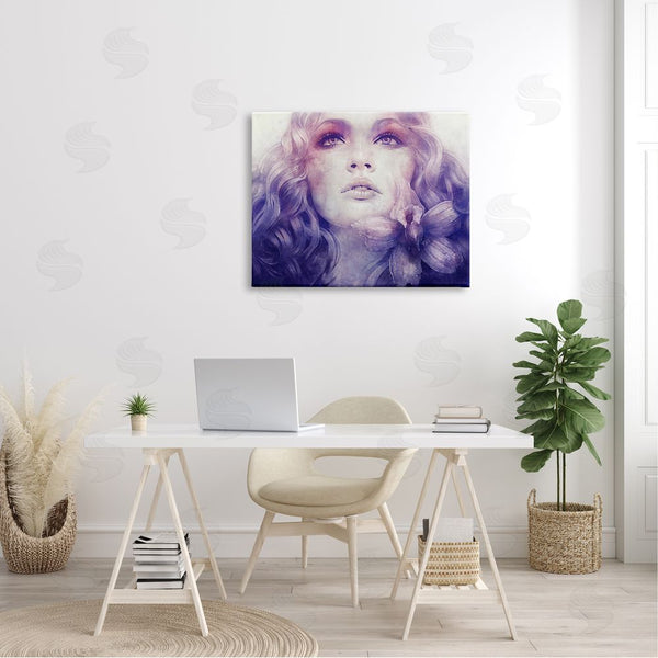 Stupell Industries Anna Dittman | Vivid Purple Flower Blossom Woman Flowing Hair Wall Art