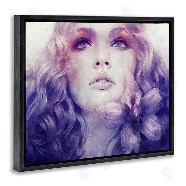 Stupell Industries Anna Dittman | Vivid Purple Flower Blossom Woman Flowing Hair Wall Art