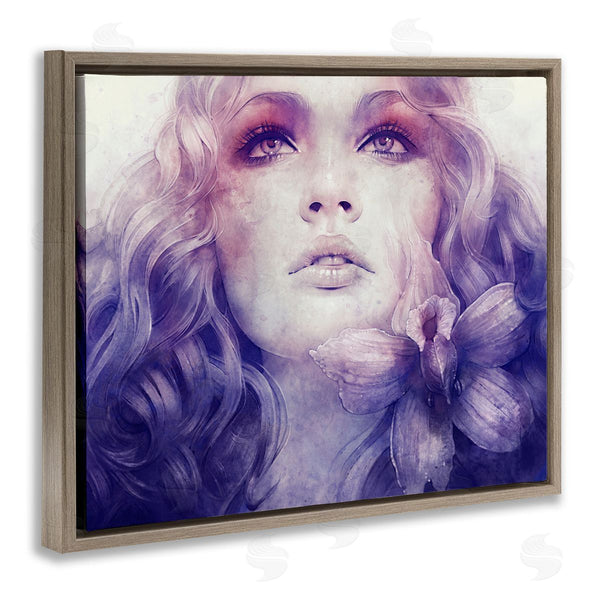 Stupell Industries Anna Dittman | Vivid Purple Flower Blossom Woman Flowing Hair Wall Art