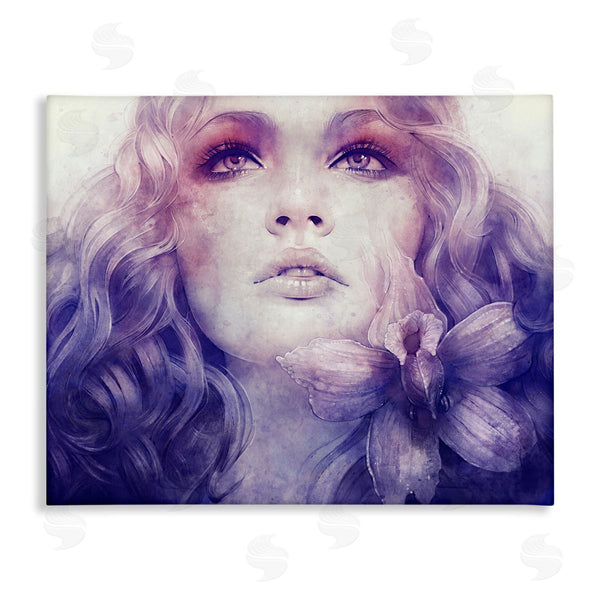 stupell industries Anna Dittman | Vivid Purple Flower Blossom Woman Flowing Hair Wall Art