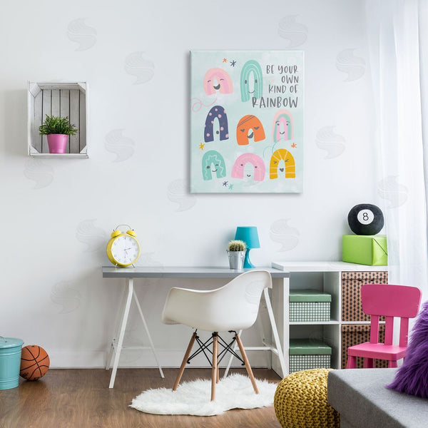 Stupell Industries Anna Quach | Be Your Own Rainbow Phrase Playful Kid's Illustration Wall Art