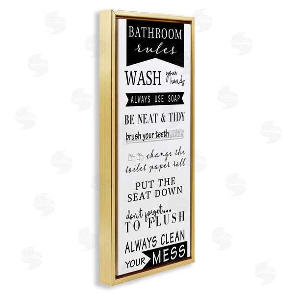 Stupell Industries Anna Quach | Black Bathroom Rules Wall Art