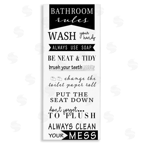 stupell industries Anna Quach | Black Bathroom Rules Wall Art