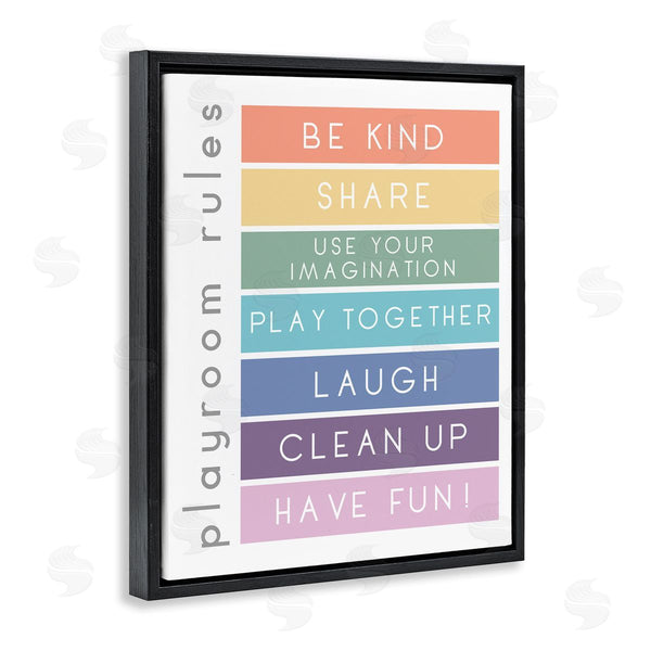 Stupell Industries Anna Quach | Bold List Of Playroom Rules Kids Rainbow Stripes Wall Art