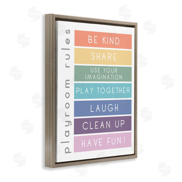 Stupell Industries Anna Quach | Bold List Of Playroom Rules Kids Rainbow Stripes Wall Art