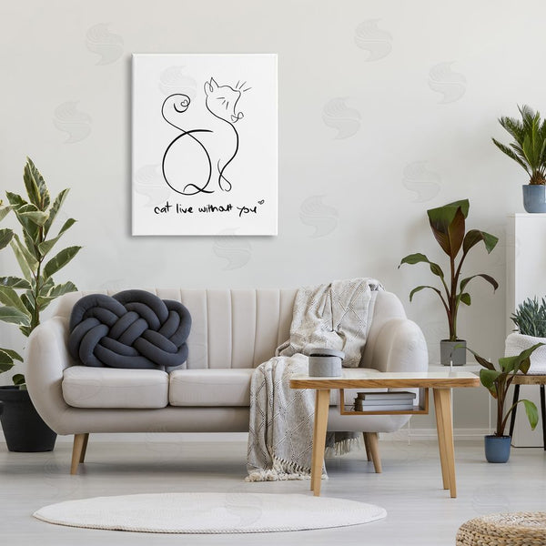 Stupell Industries Anna Quach | Cat Live Without You Phrase Feline Pet Pun Wall Art