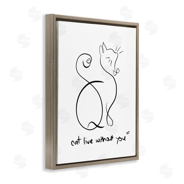 Stupell Industries Anna Quach | Cat Live Without You Phrase Feline Pet Pun Wall Art