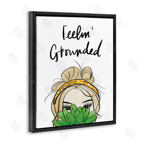 Stupell Industries Anna Quach | Feelin' Grounded Phrase Woman With Plant