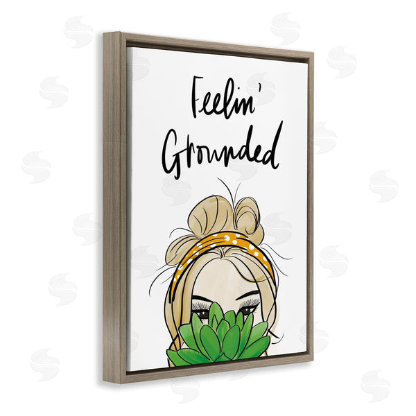 Stupell Industries Anna Quach | Feelin' Grounded Phrase Woman With Plant