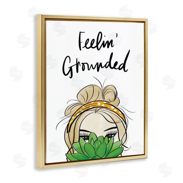 Stupell Industries Anna Quach | Feelin' Grounded Phrase Woman With Plant