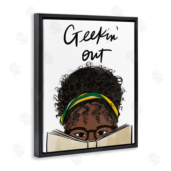 Stupell Industries Anna Quach | Geekin' Out Phrase Woman Reading Book