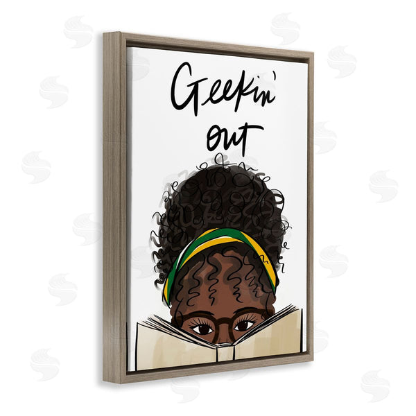 Stupell Industries Anna Quach | Geekin' Out Phrase Woman Reading Book