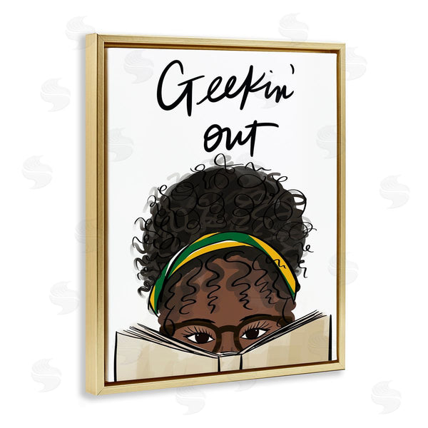 Stupell Industries Anna Quach | Geekin' Out Phrase Woman Reading Book