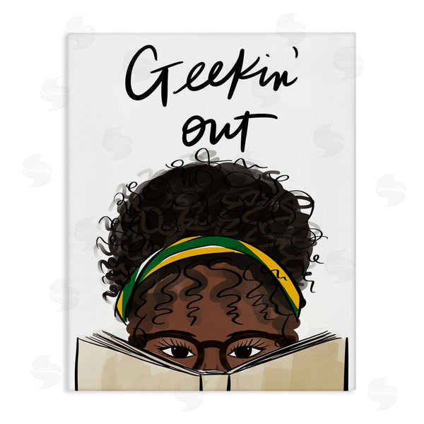 stupell industries Anna Quach | Geekin' Out Phrase Woman Reading Book