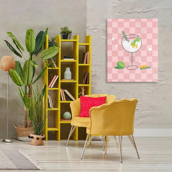 Stupell Industries Anna Quach | Gin & Tonic On Checkered Wall Art