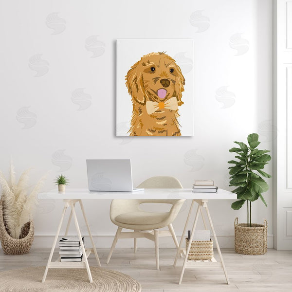Stupell Industries Anna Quach | Golden Retriever Puppy Bowtie Pet Wall Art