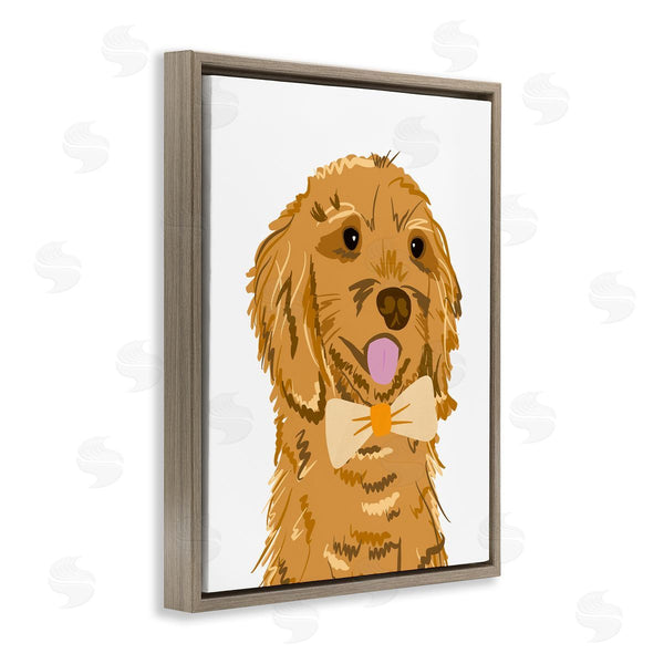 Stupell Industries Anna Quach | Golden Retriever Puppy Bowtie Pet Wall Art