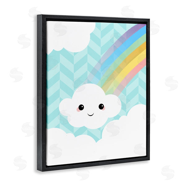 Stupell Industries Anna Quach | Happy Rainbow Cloud Blue Geometric Pattern Sky Wall Art