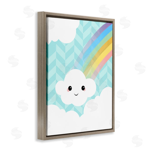 Stupell Industries Anna Quach | Happy Rainbow Cloud Blue Geometric Pattern Sky Wall Art