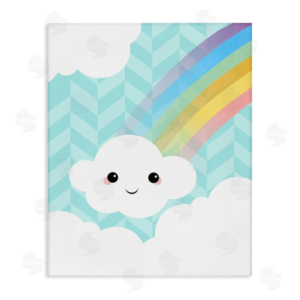 stupell industries Anna Quach | Happy Rainbow Cloud Blue Geometric Pattern Sky Wall Art