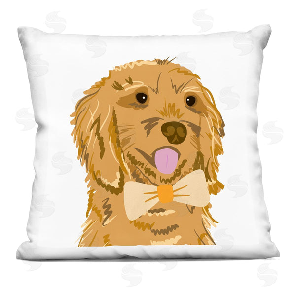 stupell industries Anna Quach | Happy Retriever Dog Bowtie Printed Throw Pillow