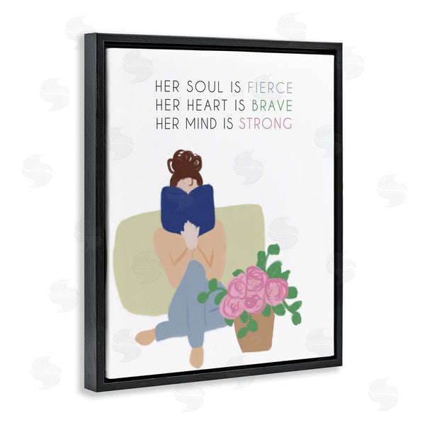 Stupell Industries Anna Quach | Her Soul Is Fierce Motivational Phrases Woman Reading Book Wall Art