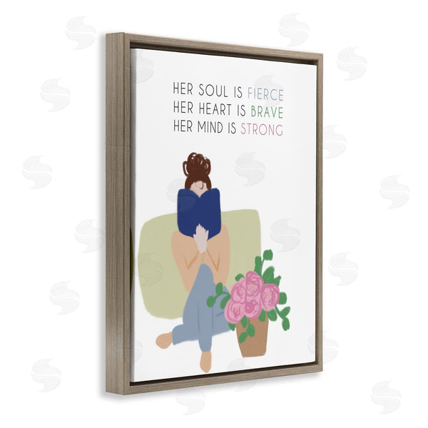 Stupell Industries Anna Quach | Her Soul Is Fierce Motivational Phrases Woman Reading Book Wall Art