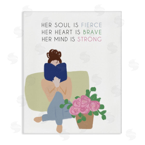 stupell industries Anna Quach | Her Soul is Fierce Motivational Phrases Woman Reading Book Wall Art