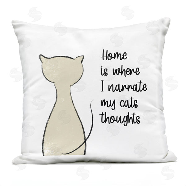 Stupell Industries Anna Quach | Home Where I Narrate Cat's Thoughts Phrase Printed Throw Pillow