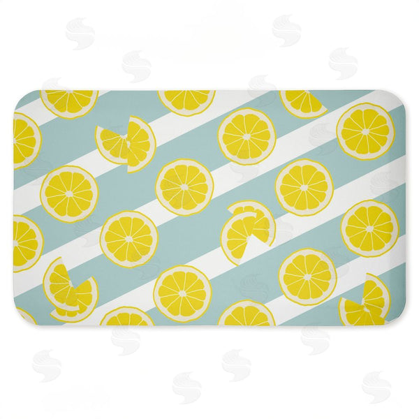 stupell industries Anna Quach | Kitchen Lemony Stripes Anti-Fatigue Mat
