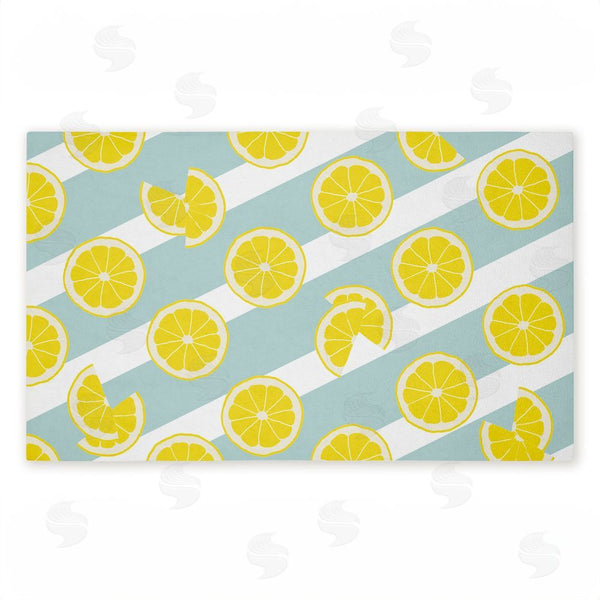 stupell industries Anna Quach | Kitchen Lemony Stripes Non-Woven Door Mat