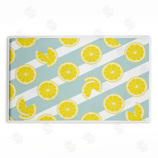 stupell industries Anna Quach | Kitchen Lemony Stripes Plush Bath Mat