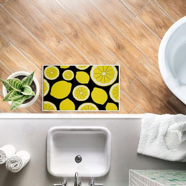 Stupell Industries Anna Quach | Lemon Squeezy Pattern Plush Bath Mat