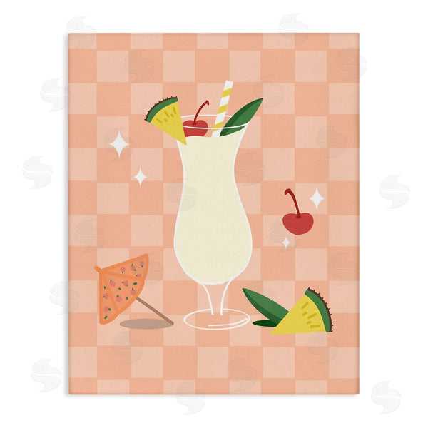 stupell industries Anna Quach | Pina Colada on Checkered Wall Art