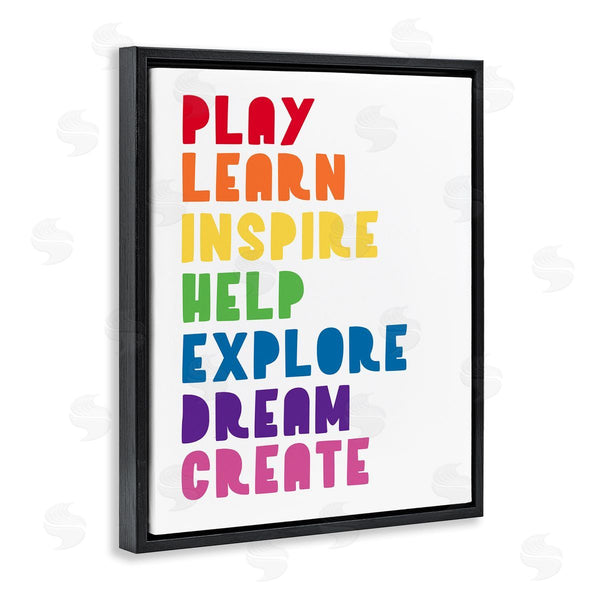 Stupell Industries Anna Quach | Play Learn Inspire Create Phrase List Rainbow Text Wall Art